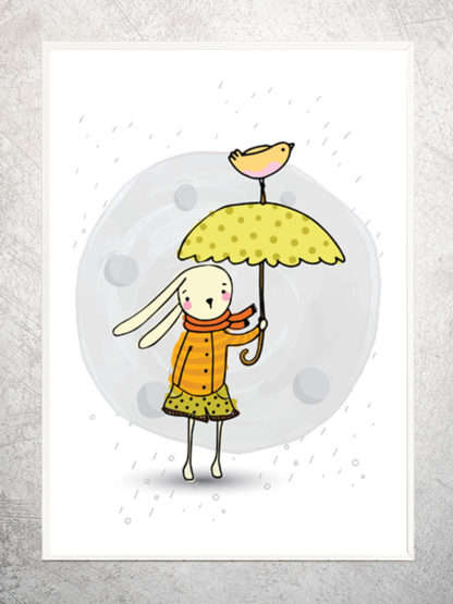 Plakat Deszczowy Zajączek