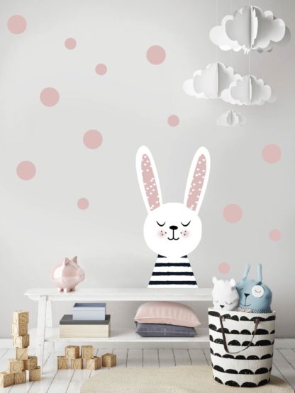 naklejki na ścianę dla dzieci - królik w paski różowy