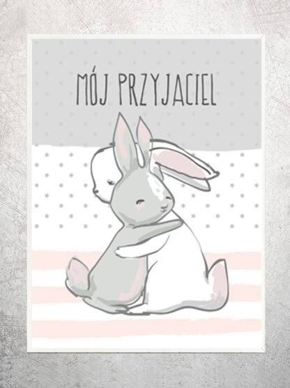 Plakat mój przyjaciel królik - różowy