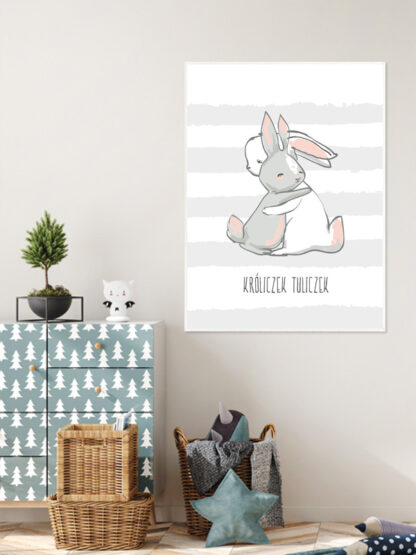 plakat króliczek tuliczek - różowy