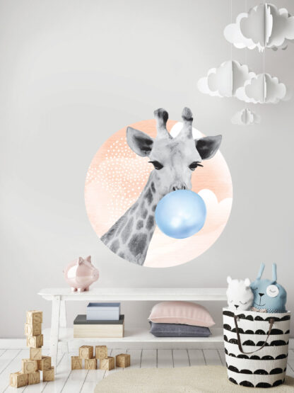 Naklejka na ścianę - żyrafa z balonem