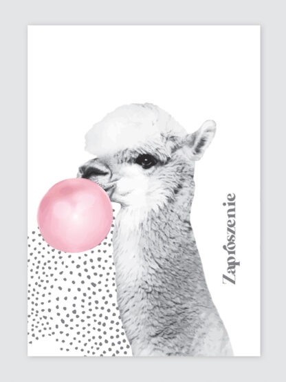 zaproszenie na urodziny balonowa lama różowa